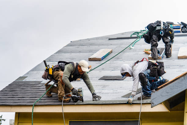 Professional Gutter Installation technician working in Coram, NY
